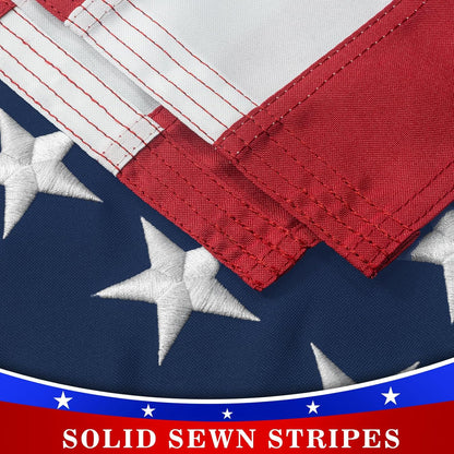 High Wind American Flag for Outdoor 3x5 Ft - Heavy Duty Allegiance US Flag with Embroidered Stars, Sewn Stripes & Brass Grommets All Weather Fade Resistant for Outside Use
