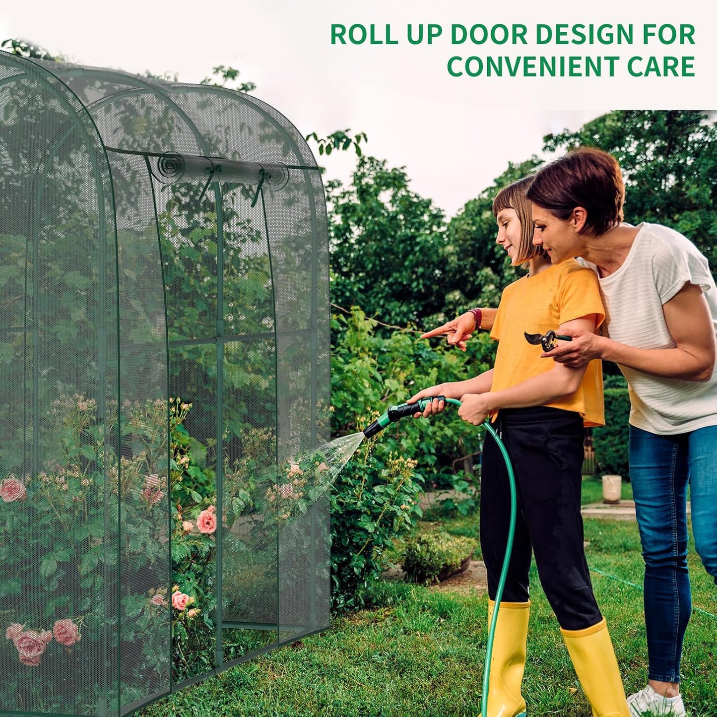 SUNYRISY Garden Plant Netting Crop Cage for Garden Raised Bed, 6.5 x 3.3 x 6 Ft Plant Cover Cage Protectors from Animal for Outdoor Plants with Frame and Zippered Door