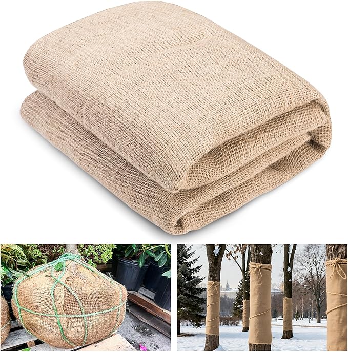 Natural Burlap Plant Covers Freeze Protection,Burlap Winter Frost Plant Blankets for Trees and Shrubs Winter Protection (39 INx14.7 FT)