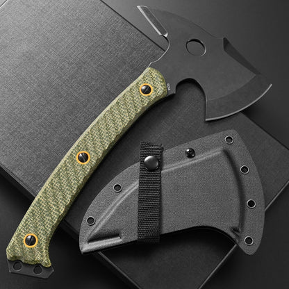 C1342 Camping Axes,DC53 Steel Blade Micarta Handle Chopping Axe Bushcraft Camping Axes Survival Hatchet Full Tang Axe for Hiking Hunting Camping Splitting Chopping Wood(Green)