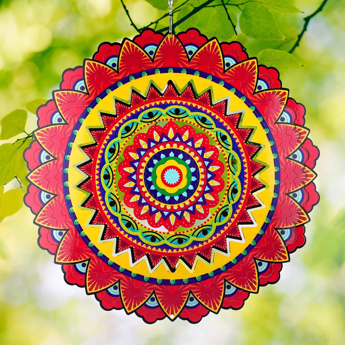 Garden Wind Spinners, 12 Inch 3D Stainless Steel Mandala Wind Spinner for Yard Garden Decoration Christmas Party Indoor and Outdoor Decoration