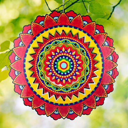 Garden Wind Spinners, 12 Inch 3D Stainless Steel Mandala Wind Spinner for Yard Garden Decoration Christmas Party Indoor and Outdoor Decoration