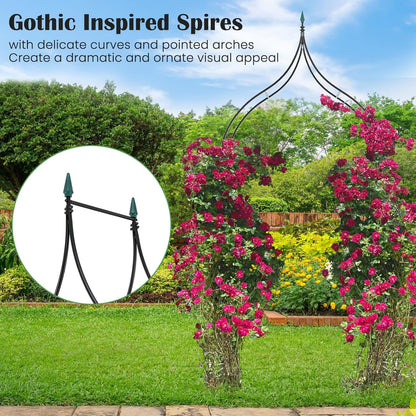 Giantex Metal Garden Arch Trellis - 9.5 FT Wedding Arbor for Ceremony, Garden Arbor for Climbing Plants Rose, Gothic Style Outdoor Archway for Lawn Backdrop Backyard Party Decoration
