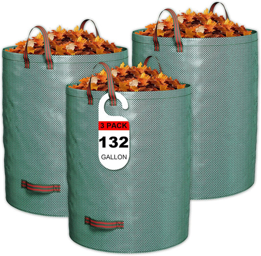 GreatBuddy 132 Gallon Reusable Yard Waste Bag, Heavy Duty, Upright Lawn Bags with 4 Reinforced