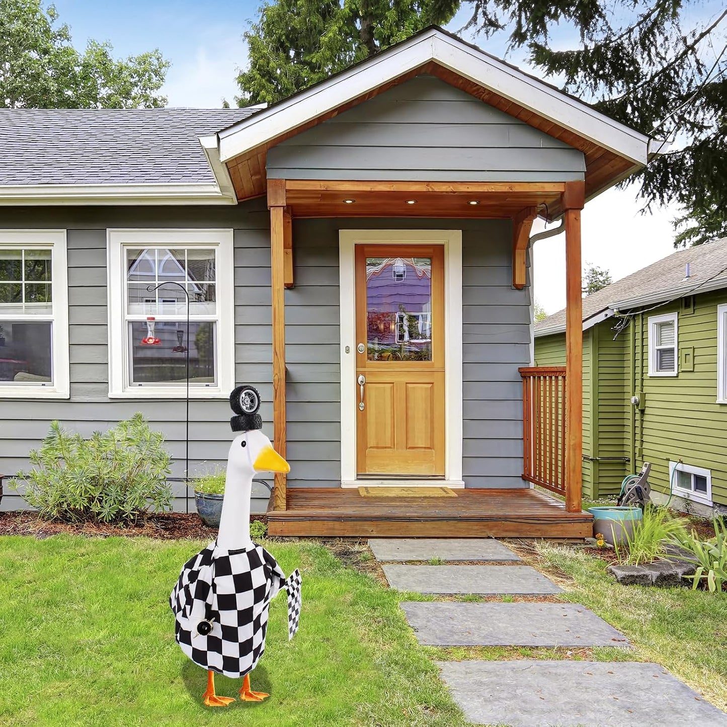 Porch Goose Outfits Cement Goose Race Car Driver Costume Clothing Racer Jumpsuit Clothes Goose Racing Suit Accessories