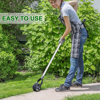 Wheel Rotary Edger Lawn Tool, Sidewalk 66.7Inch Manual Lawn Edger, Grass Edge Trimmer, Adjustable Stainless Steel Handle with Cushion Grip，Soil, Garden and Yard Tool