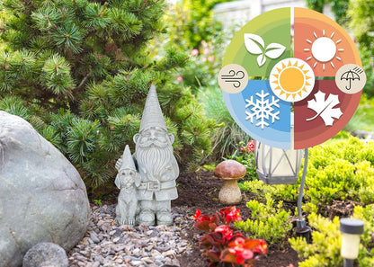 NAT & JULES Gnome 12 inch Resin Stone Garden Statue (Gnome and Dog)