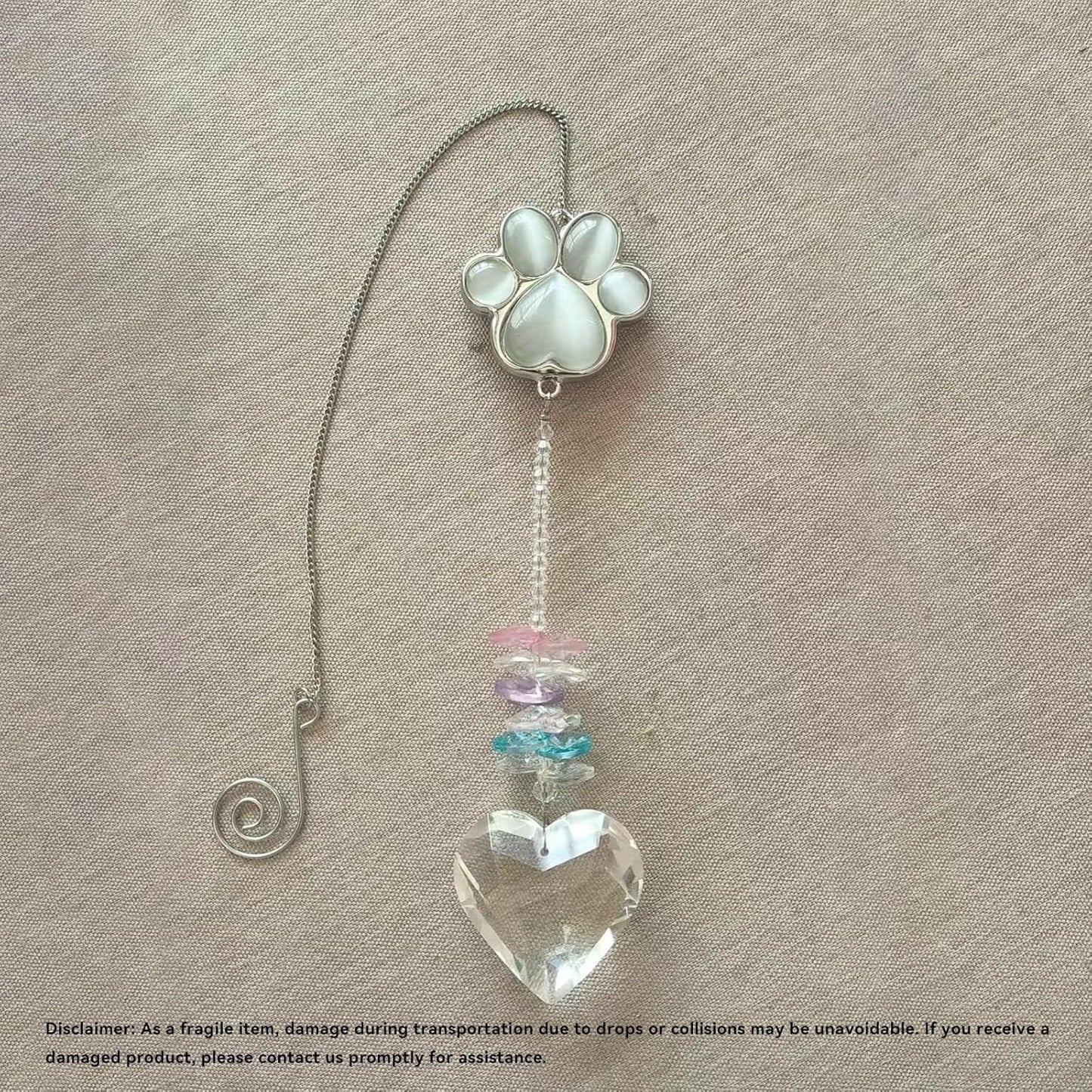 Pet Memorial Gifts for Dogs, Loss of Cat Sympathy, Remembrance Bereavement Crystal Suncatcher with Natural Cat's Eye Stone Paw, Rainbow Bridge Memorial Gift for Passing Away Loving Pets