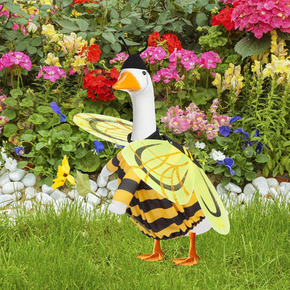 Porch Goose Outfit for 17" & 23" Lawn Goose – Cute Bee Costume with Wings, Skirt & Antennas – Funny Porch Goose Decoration for Garden Statues
