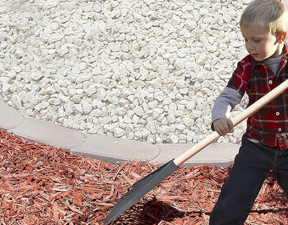 Kids Rake with Hardwood Handle, Durable Plastic Head to Sweep Leaves in Lawn and Tidying Up The Garden, 34" (Grey), 6 Pack
