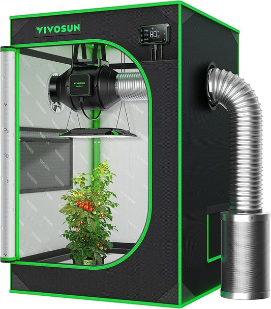 VIVOSUN S223 2x2 Grow Tent, 24"x24"x36" High Reflective Mylar with Observation Window and Floor Tray for Hydroponics Indoor Plant for VS1000