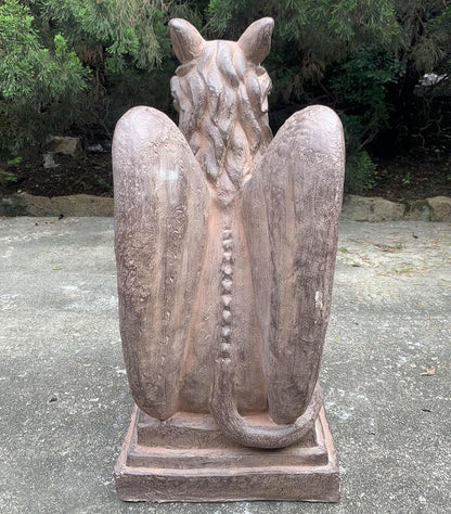 Zaer Ltd. Set of 2 Garden Griffin Statues, Magnesium-Cement Sculptures, 28.3" H Outdoor Entrance Decor (Antique Rust)