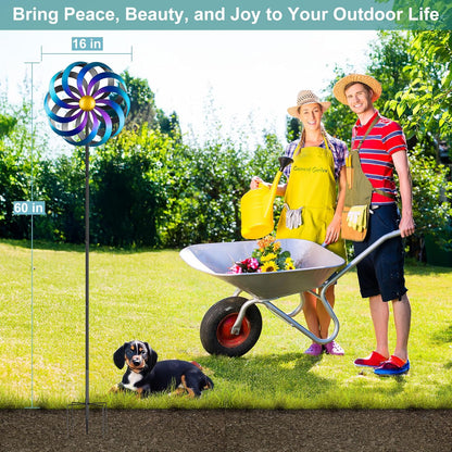 Wind Spinners Outdoor Yard Decorations, 16 Inches Wind Sculpture Metal Garden Art, Windmills for Yard Gardening Gifts for Women Mom Backyard, Patio, Garden Decor