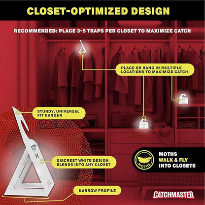 Catchmaster Clothes Moth Traps with Premium PheroGuard Technology – XL Hardwood Patterned, Extra-Strength Glue – Odorless, Traps & Eliminates Moths – Protects Clothes, Closets and Wardrobes – 6-Pack