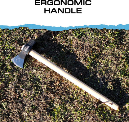 Prandi Axes Merlin C45 Forged Carbon Steel Splitting Maul - Hickory Handle with Leather String - Ideal for Firewood, Splitting, and Chopping - 35.43" L x 8.78" W, 3000g Head 3.014.30.TH - No Sheath