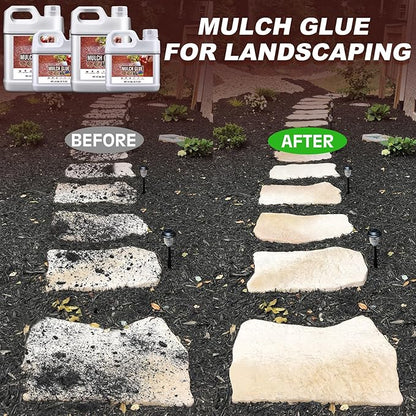 Mulch Glue - 128oz / 1 Gallon Landscape Adhesive Gravel Binder Glue with Applicator for Landscaping Concentrate Covers, Garden - Ready to Use Non Toxic Mulch Stabilizer for Pea Gravel, Stones, Bark
