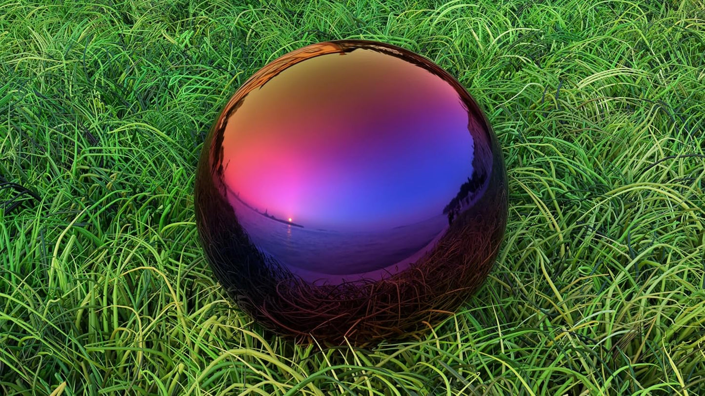 Lulu Decor, Rainbow Stainless Steel Gazing Mirror Ball Size 14 with Stand
