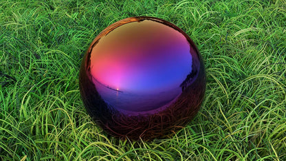 Lulu Decor, Rainbow Stainless Steel Gazing Mirror Ball Size 14 with Stand