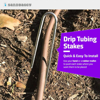 Sandbaggy 1000-Pack DRIP TUBING Stakes Landscape Staples | 5 inch Length - 11 Gauge Heavy Duty | Drip Anchors | Landscape Pins | Garden Lawn Nails | Designed to Hold Drip Tubing Up to 1/2" Diameter