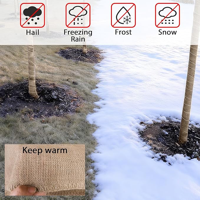 Natural Burlap Plant Covers Freeze Protection,Burlap Winter Frost Plant Blankets for Trees and Shrubs Winter Protection (39 INx14.7 FT)
