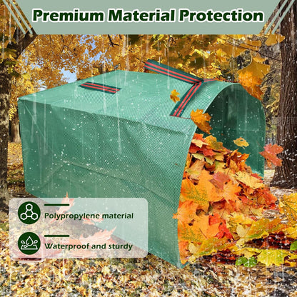 2 Pack 53 Gallons Leaf Bags, Reusable Yard Waste Bags Large Capacity Semi-Circular Dustpan-Type Lawn Bags for Collecting Leaves Sturdy & Waterproof Yard with A Pair of Gloves
