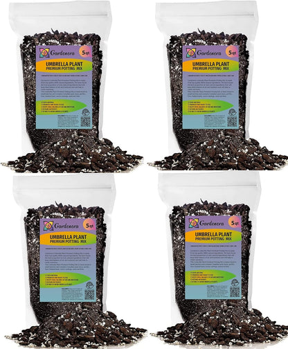 Gardenera Umbrella Plant Premium Potting Mix - 20 Quart - Nourish Your Plants with Nature's Finest Ingredients (4 Bags of 5 QT)