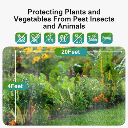 Garden Netting Pest Barrier: 4'x20' Fine Bug Netting for Garden Protection Row Cover Raised Bed Screen Mesh Greenhouse Mosquito Net, Protecting Tree Plants Vegetable Flowers Fruits