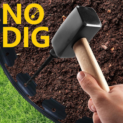 2 in Tall, 33FT Long Landscape Edging Garden Edging Border, Plastic Landscape Edging Kit with Spikes, for Garden, Flower Beds, and Lawn, Black