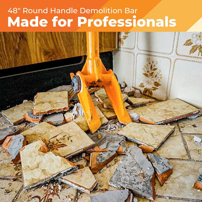 48” Oval Handle Demolition Bar – Ceiling/Wall Demo Bar - Versatile Multi Tool - For Home Renovations and DIYs - Trusted by Contractors, Firefighters & Restoration Professionals