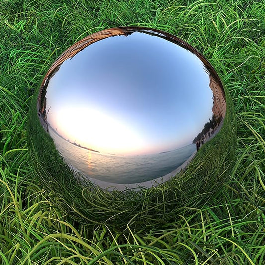 Lulu Decor, Size 18 Silver Stainless Steel Gazing Mirror Ball, Smooth Reflective Shiny Garden Decoration Globe