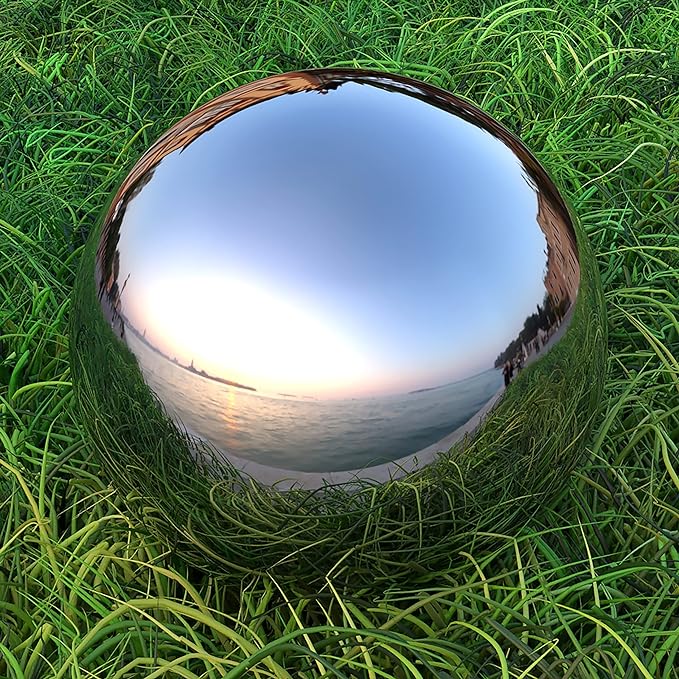 Lulu Decor, 2 pcs - 12 Silver Stainless Steel Gazing Mirror Ball, Smooth Reflective Shiny Garden Decoration Globe (2 Pc)