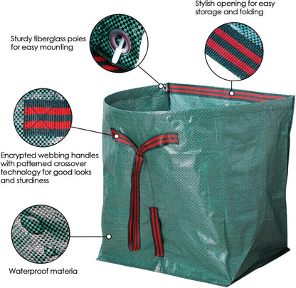 53 Gallon Garden Bags for Debris,2-Pack Yard Waste Bags,Large Dustpan-Type Lawn bags with Gardening Gloves,Leaf Bags for Yard Debris,Grass Clippings,Collapsible Trash Can for Parties,Laundry,Camping