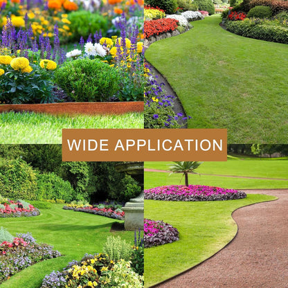 33ft Landscape Edging Cor-Ten Steel - Pre-Rusted Garden Border Kit, 10 Pack Hammer-in Lawn Edging Strips 11 Clips & Gloves - Durable Garden Edge for Lawn, Yard
