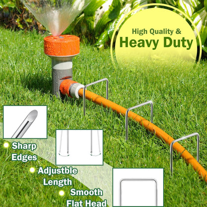 AJART Landscape Staples Garden Stakes: 6 Inch Reusable Galvanized Steel Spikes for Artificial Turf, Tents & Ground Cover - 200Pcs