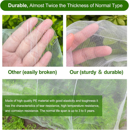 Garden Netting, Jevrench Durable Ultra Fine Garden Netting, Garden Plant Cover Row Cover Makes Plants, Vegetables, Fruits, and Flowers Grow Better (10ft x 50ft)