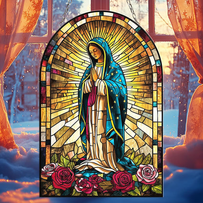 Lady of Guadalupe Acrylic Suncatcher Window Hanging Virgin Mary Christian Home Decor Religious Gift