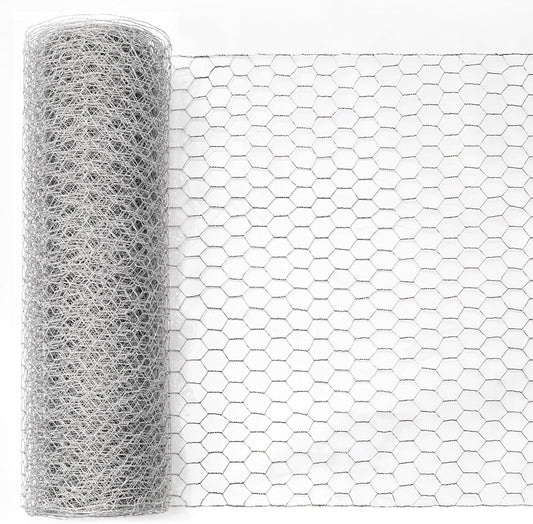 Sliver Chicken Wire 48 inch(H) x 100 ft(L), Anti-Rust Hexagonal Galvanized Metal Garden Netting for Floral Arrangements, Powder Coated Chicken Wire Coop for Crafts Plant Protector Pet Rabbits Fencing