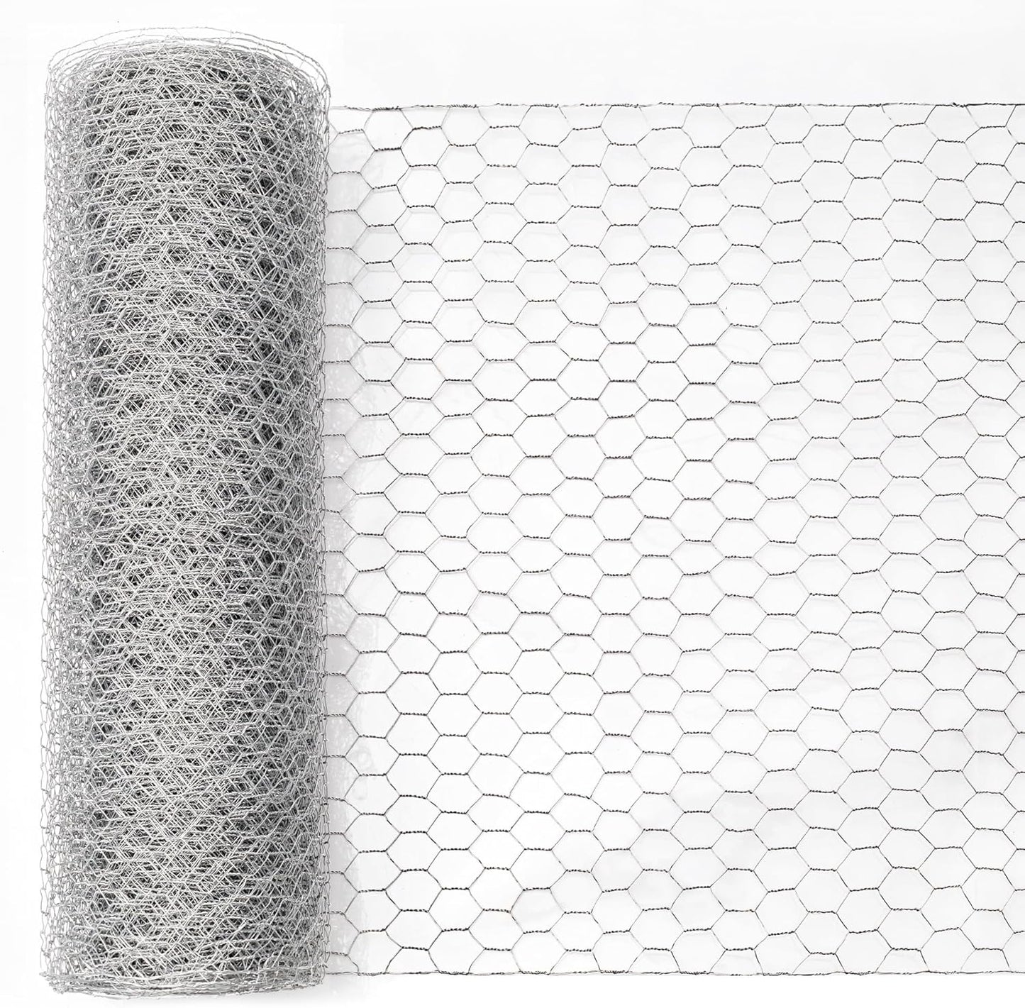 Sliver Chicken Wire 12 inch(H) x 100 ft(L), Anti-Rust Hexagonal Galvanized Metal Garden Netting for Floral Arrangements, Powder Coated Chicken Wire Coop for Crafts Plant Protector Pet Rabbits Fencing