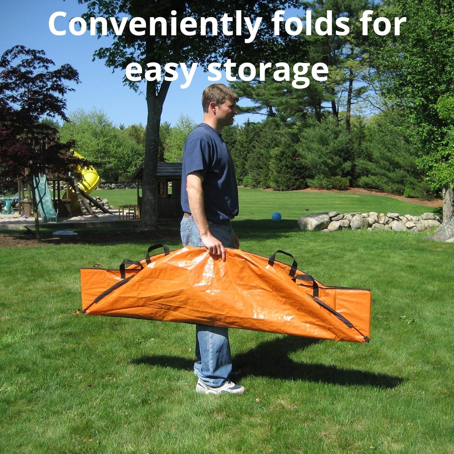 Reusable Cleanup Tarp for Lawns and Gardens - Landscape and Yard Accessories, Rake Leaves and Debris, Easy To Use, Collapsible Design, Sport, ( 4’ X 6’), Orange