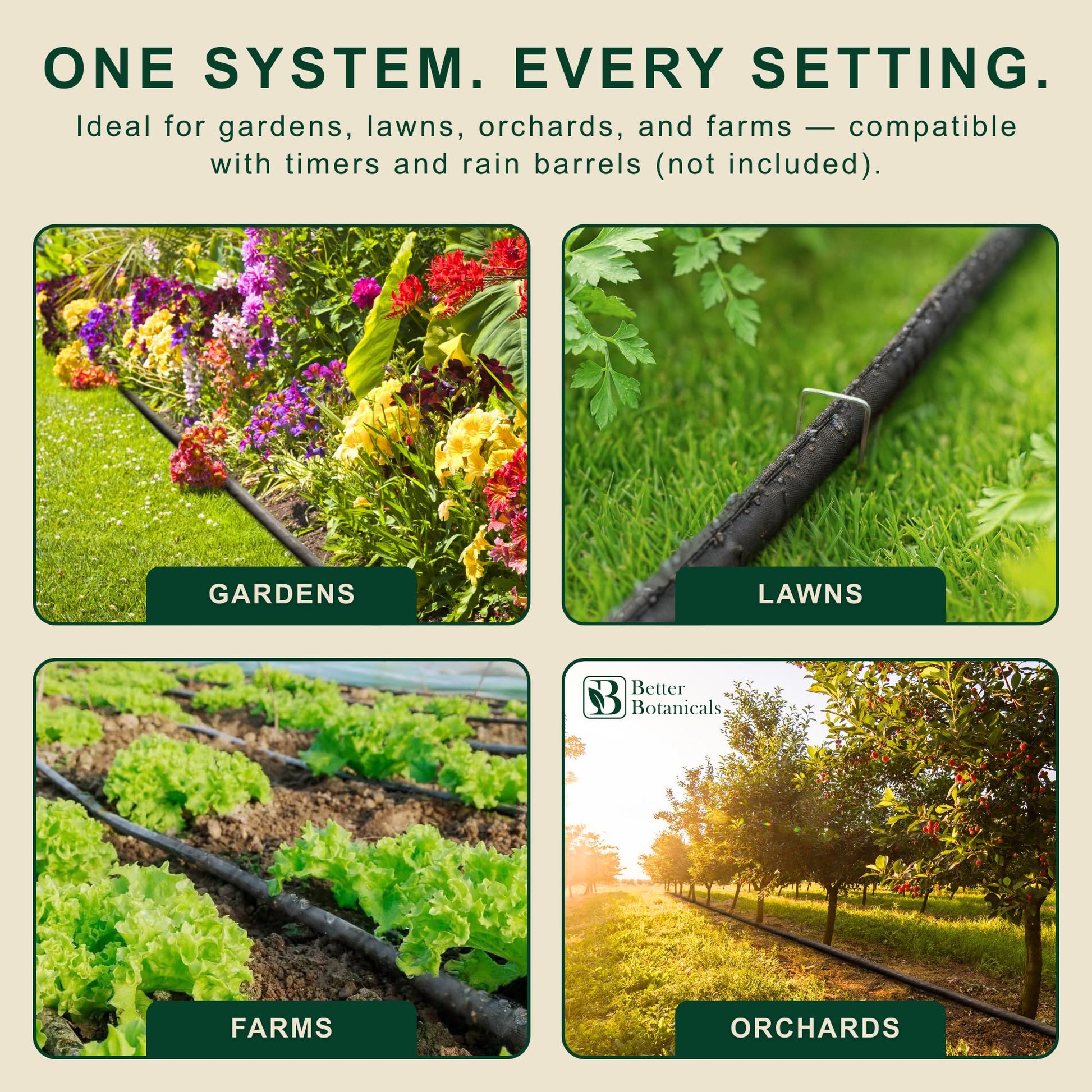 Better Botanicals 100 FT Flat Soaker Hose (2 x 50 FT) – Drip Irrigation for Garden Beds, Raised