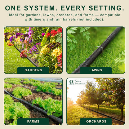 Better Botanicals 100 FT Flat Soaker Hose (2 x 50 FT) – Drip Irrigation for Garden Beds, Raised