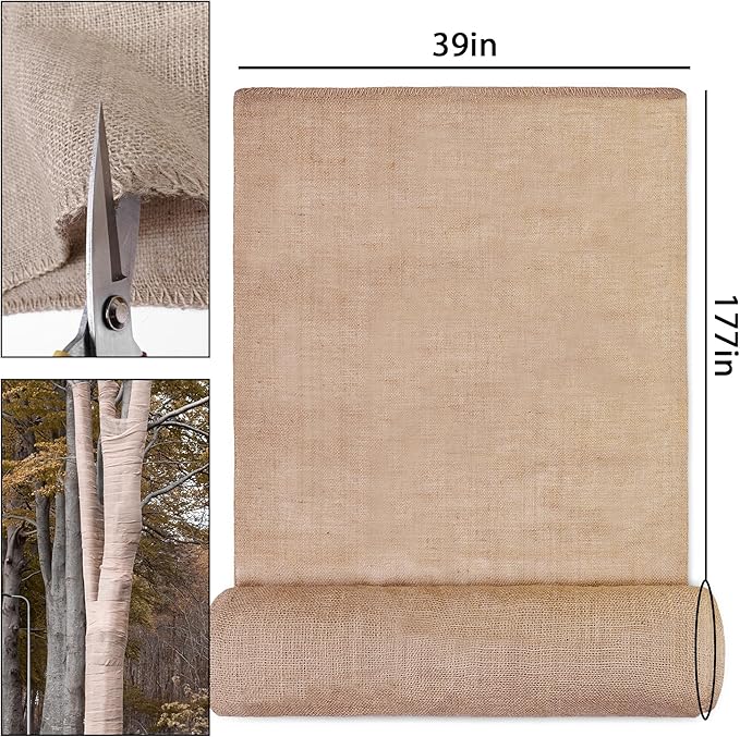 Natural Burlap Plant Covers Freeze Protection,Burlap Winter Frost Plant Blankets for Trees and Shrubs Winter Protection (39 INx14.7 FT)