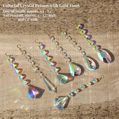 Sun Catchers for Windows Hanging, 7 Pcs Colored Crystals Suncatchers Prisms Glass Pendant Ornament for Chandelier Garden Home Room Decoration