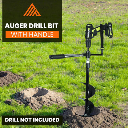 Auger Post Hole Digger 6" Wide 32" Deep - Earth Auger - Trench Digger - Hole Digger for Fence Posts - Post Digger - Hole Digger Tool - Electric Post Hole Digger Handles - Hand Auger Post Hole Digger