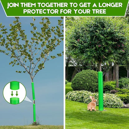 Menkxi 20 Pcs Corrugated Tree Guards Tubes Plastic Saplings Tree Trunk Protectors Wraps to Protect Bark from Deer, Sapling from Rodents, Mowers, Animals (15.7 x 2,Army Green)