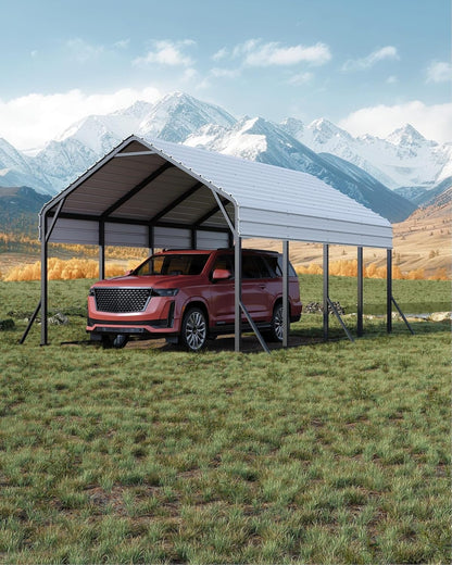 GarveeLife 13 ft x21 ft x11 ft Oversized Metal Carport, Steel Heavy Duty Car Ports for All-Weather, Tall Carport for Full-Size Pickup Trucks, Boats, and Tractors, N.W. 660 LBS