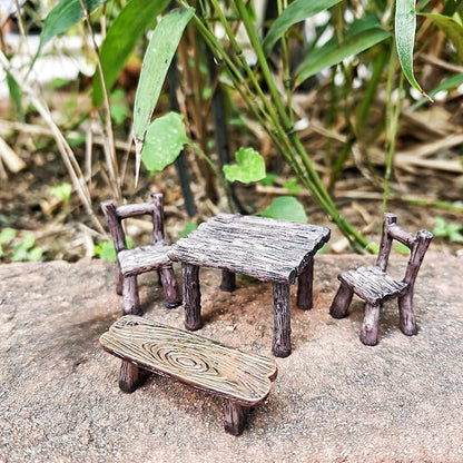 Miniature Garden Furniture Set - 14-Piece Resin Miniature Table and Chairs Set for Outdoor Decor, Adult DIY Craft Gift & Micro Landscape Decor Accessories (Village)