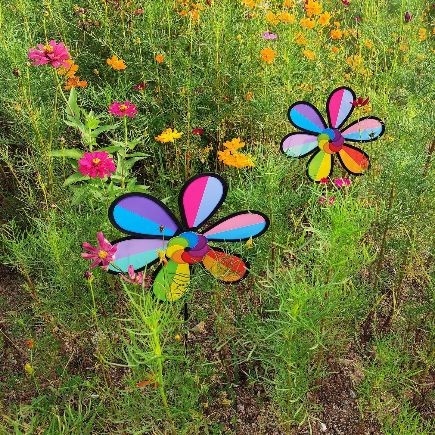 Flower Spinners Colorful Wind Spinners for Lawn Pinwheels Windmill Party Pinwheel Wind Spinner Yard and Garden, 4pcs