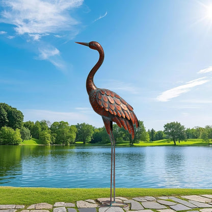 chisheen Outdoor Garden Crane Statues and Sculptures Metal Yard Art Statue for Garden Decoration Large Size