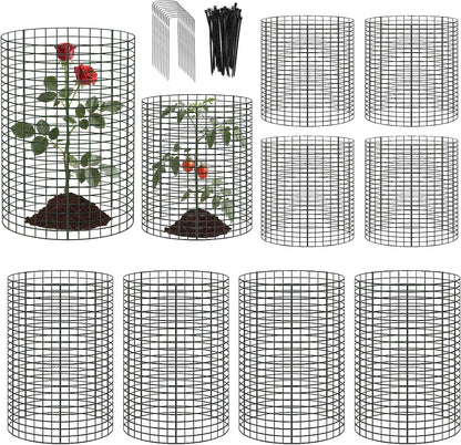 10 Pack Round Plant Protector from Animals, 12'' x 24'' and 12'' x12'' Metal Plant Cages to Keep Animals Out, Garden Protection Bunny Barricades, Wire Plant Protectors for Rabbits Chicken Duck